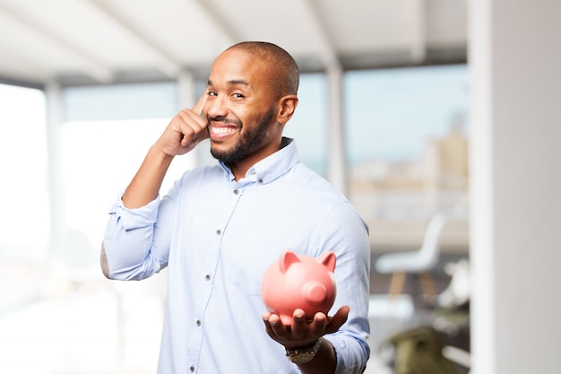 hombre de negocios negro feliz expresión