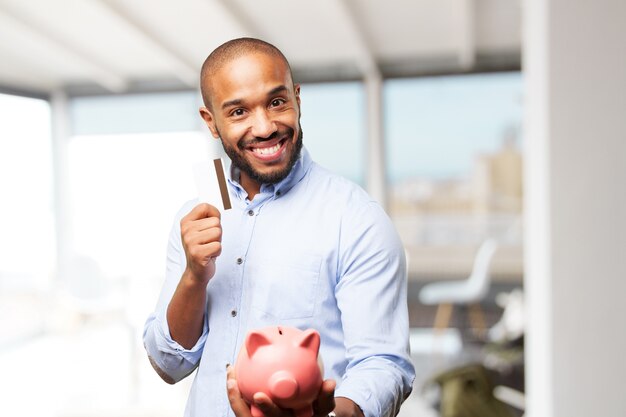 hombre de negocios negro feliz expresión