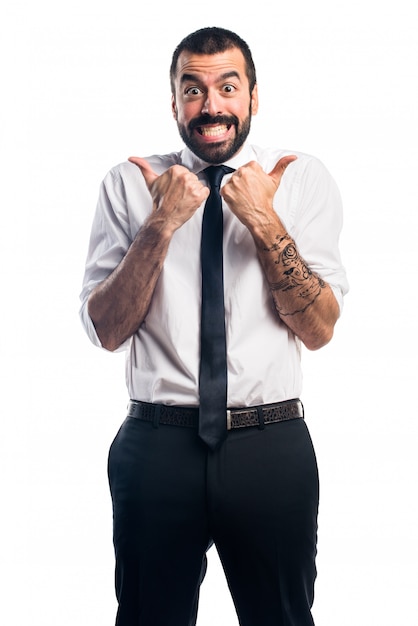 Foto gratuita hombre de negocios con el pulgar hacia arriba