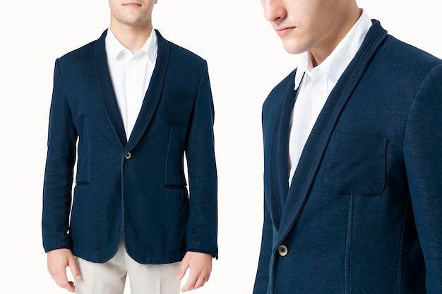 Hombre de negocios en traje azul marino para ropa masculina