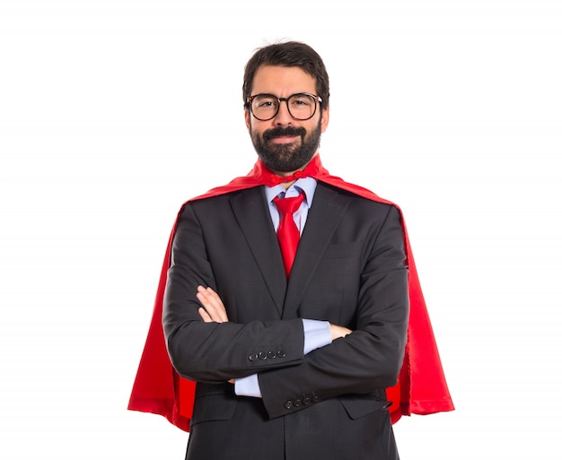 Foto gratuita hombre de negocios vestido como superhéroe