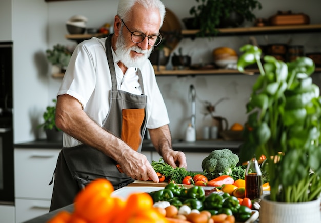 Foto gratuita hombre de plano medio viviendo una vida sana.