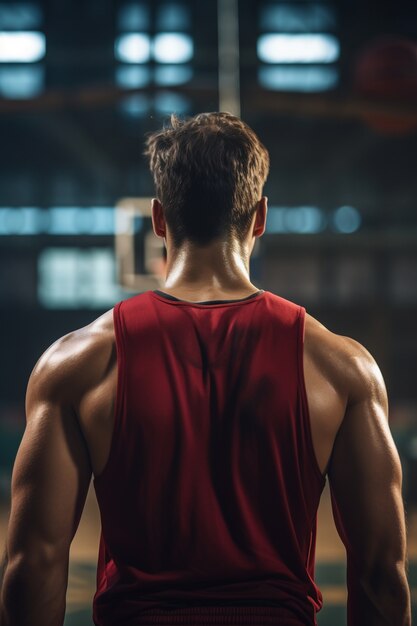 Hombre preparándose para el partido de baloncesto