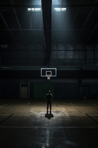 Foto gratuita hombre preparándose para el partido de baloncesto