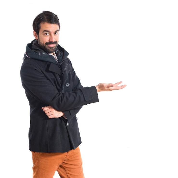 Foto gratuito hombre, presentación, algo