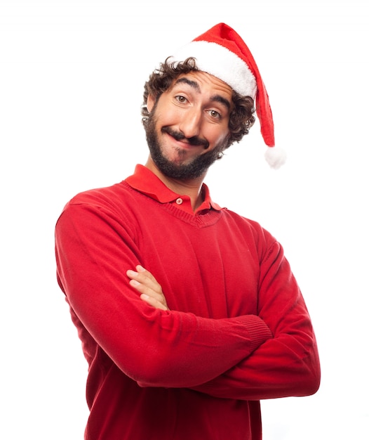 Foto gratuita hombre con el sombrero de papa noel