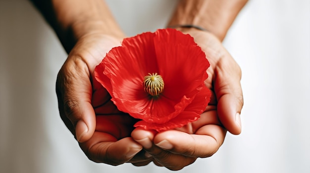 Foto gratuita un hombre está sosteniendo flores