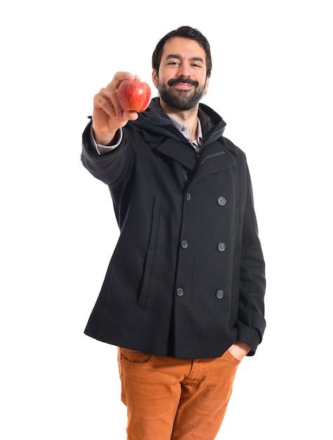 Hombre, tenencia, manzana