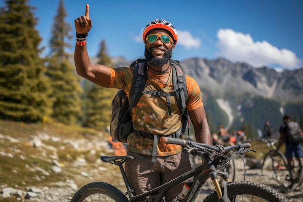 Foto gratuita hombre teniendo una experiencia aventurera mientras anda en bicicleta