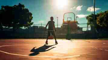 Foto gratuita hombre de tiro completo jugando baloncesto