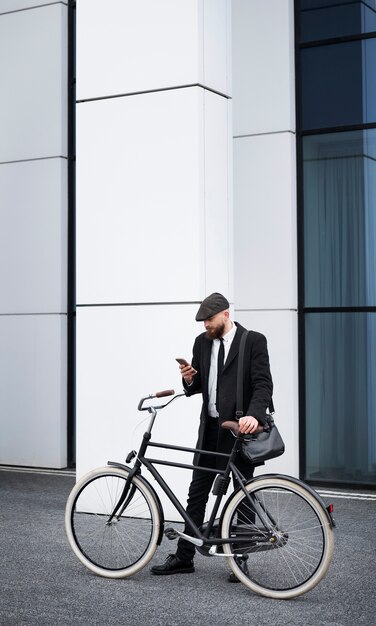 Hombre de tiro completo con smartphone