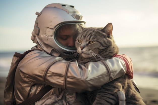 Foto gratuita hombre de tiro medio abrazando al gato