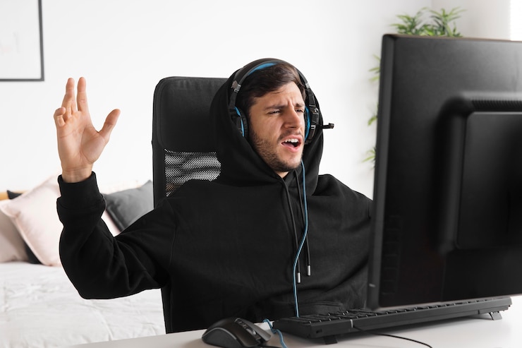 Foto gratuito hombre de tiro medio perdiendo el juego