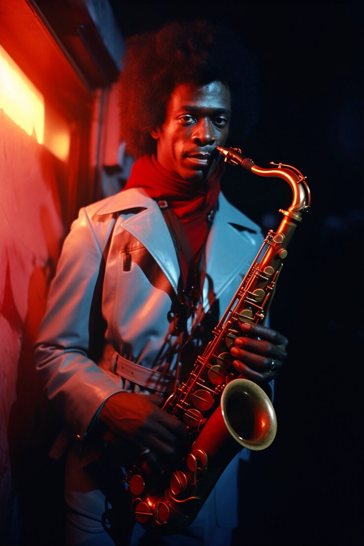 Foto gratuito hombre de tiro medio tocando el saxofón