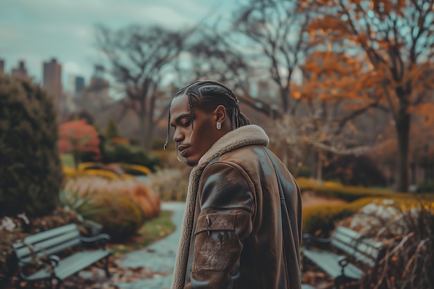 Foto gratuita hombre de tiro medio con trenzas retrato