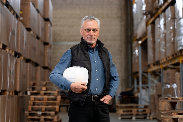 Foto gratuita hombre trabajando en almacén