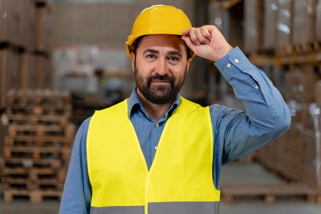 Hombre trabajando en almacén