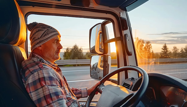 Foto gratuita hombre trabajando como conductor de camión