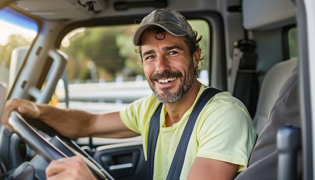 Foto gratuita hombre trabajando como conductor de camión