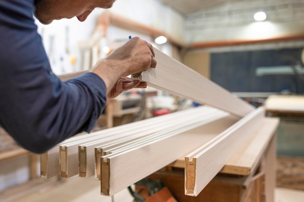 Hombre trabajando en un taller de madera