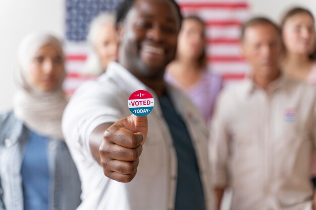 Hombre con yo voté hoy pegatina