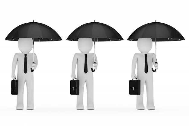 Foto gratuita hombres de negocios con paraguas y maletines