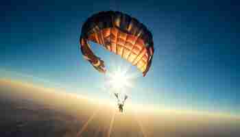 Foto gratuita los hombres de negocios voladores saltan para la aventura deportiva al aire libre generada por ai