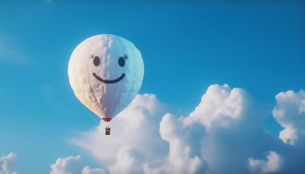 Foto gratuita los hombres sonrientes disfrutan de la libertad en una aventura en el aire con un globo aerostático generado por ia