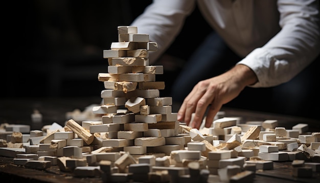 Hombres trabajando en un taller de madera elaborando con habilidad y experiencia generada por inteligencia artificial