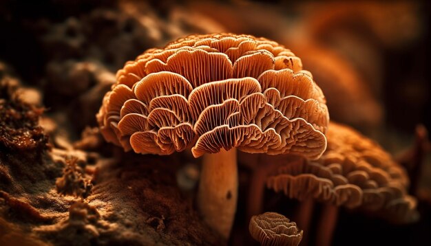 Hongo comestible tapa amarilla belleza en la naturaleza generada por IA