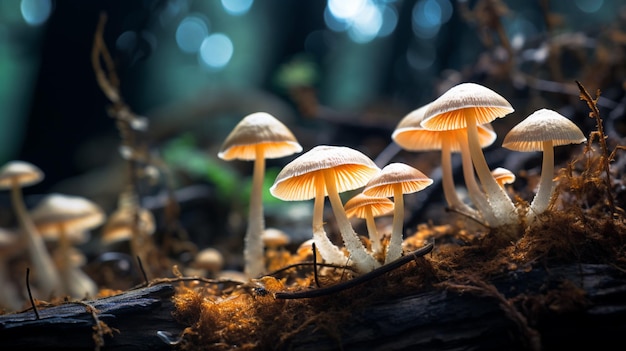 Foto gratuita los hongos luminescentes que cubren el suelo de la selva proyectan un resplandor de otro mundo