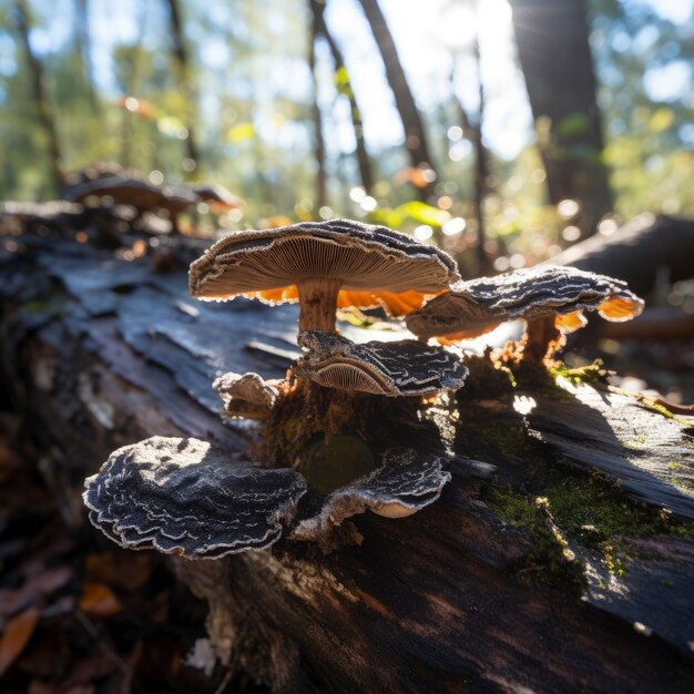 Hongos que crecen en el bosque