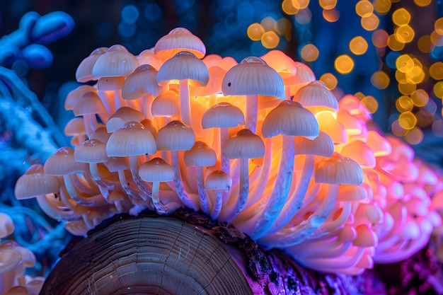 Foto gratuita los hongos vistos con intensas luces de colores brillantes