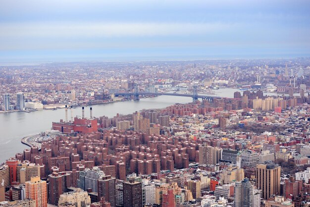 Horizonte de Brooklyn Arial vista desde la ciudad de Nueva York Manhattan