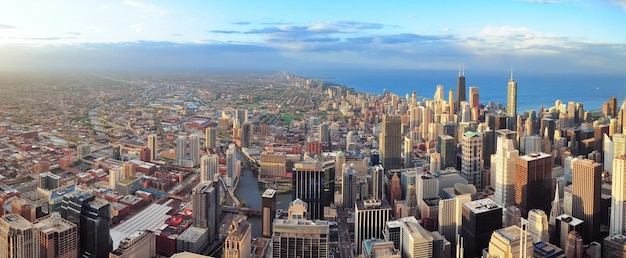 Horizonte de Chicago al atardecer