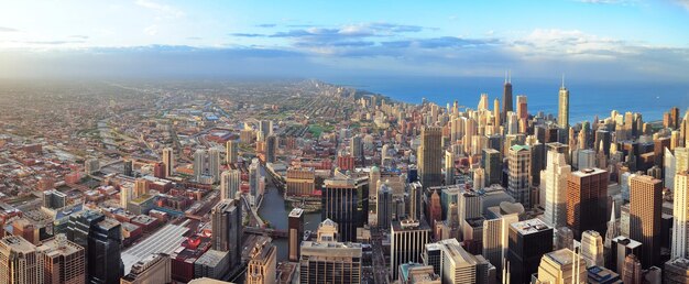 Horizonte de Chicago al atardecer