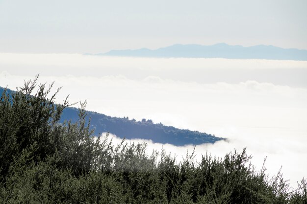 Horizonte de montaña sobre las nubes