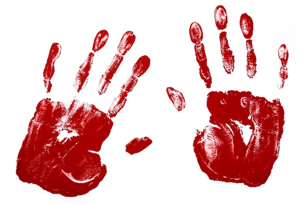 Huellas de manos en color rojo 