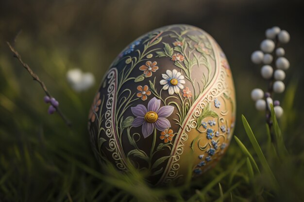 Huevo decorativo de Pascua al aire libre