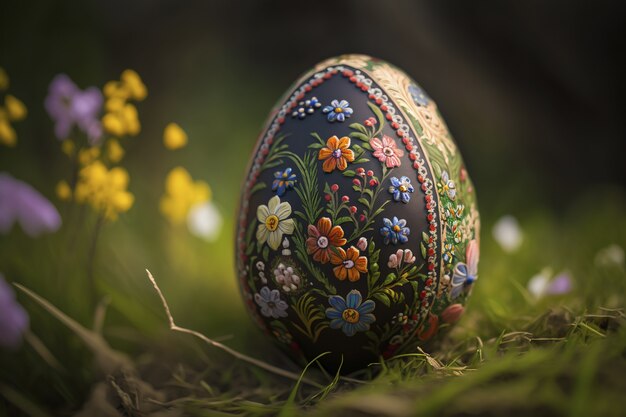 Huevo decorativo de Pascua al aire libre