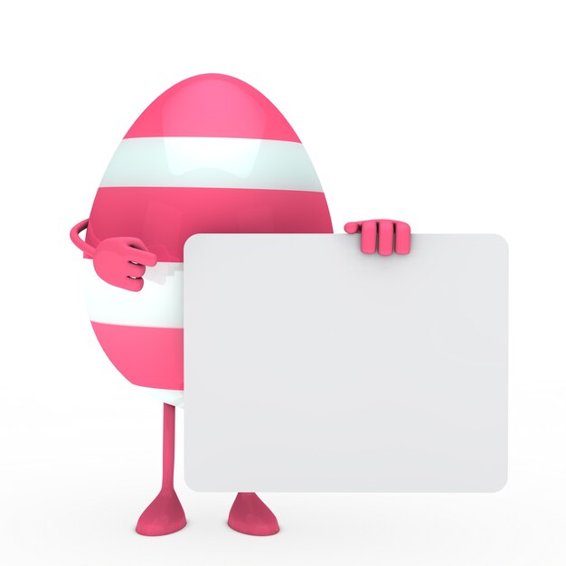 Huevo rosa con un cartel