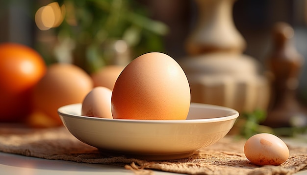 Foto gratuita huevos orgánicos frescos un símbolo de cocina casera saludable generada por inteligencia artificial