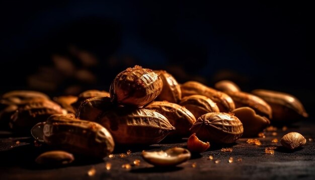 Foto gratuita ia generativa de avellanas, almendras, nueces y montones de nueces