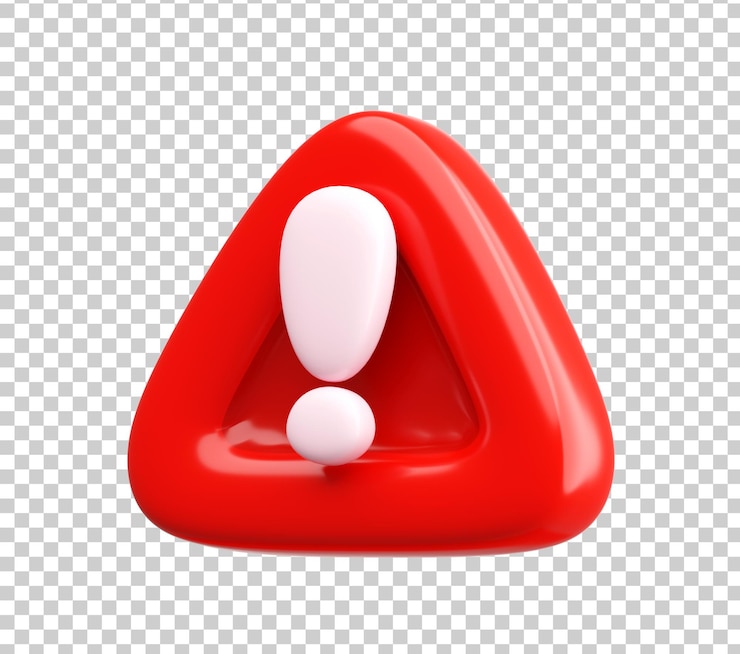 Foto gratuito icono de advertencia roja 3d con signo de exclamación aislado