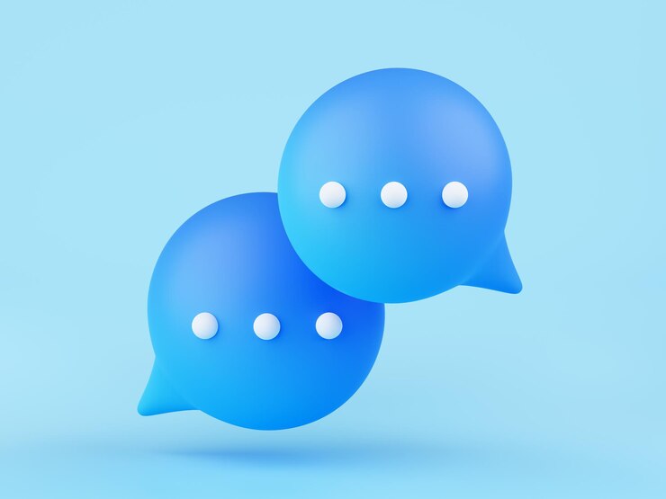 Foto gratuito icono de la aplicación de comentarios de burbujas de chat de renderizado 3d