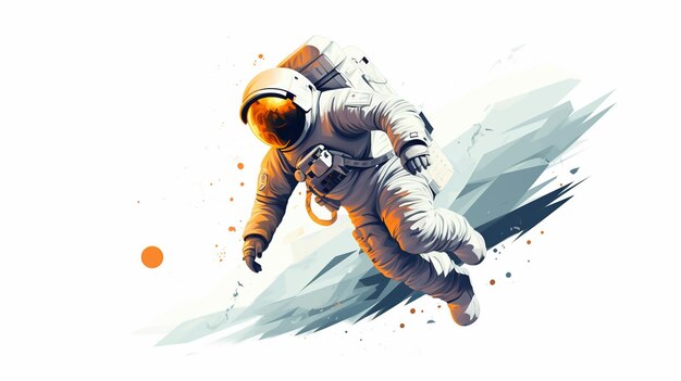 Un icono de un astronauta en estilo de arte plano sobre un fondo blanco