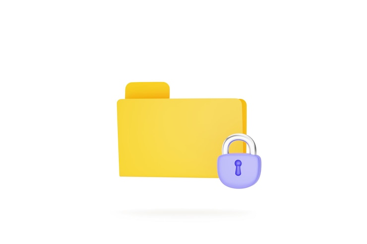 Foto gratuito icono de carpeta con bloqueo secreto documento de seguridad directorio icono de tecnología de cifrado o fondo de símbolo ilustración 3d