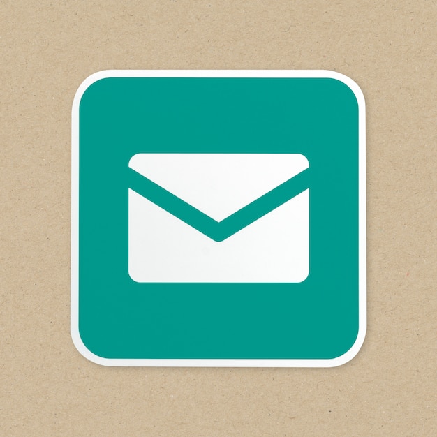 Icono de correo verde botón aislado