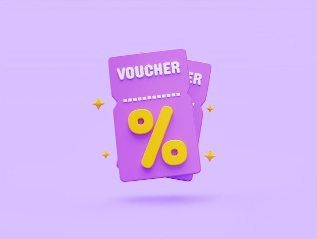 Ícono de cupón venta o compra descuento especial promoción marketing compra pago comercio electrónico compras en línea ilustración 3D