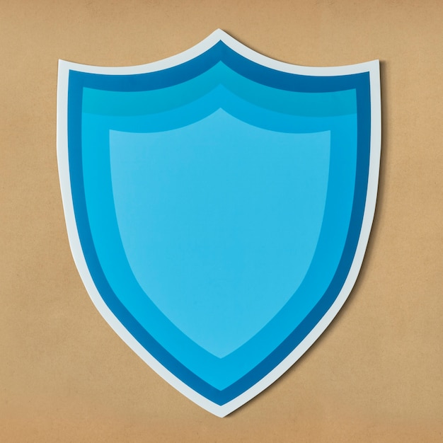 Foto gratuita icono de escudo de protección azul aislado